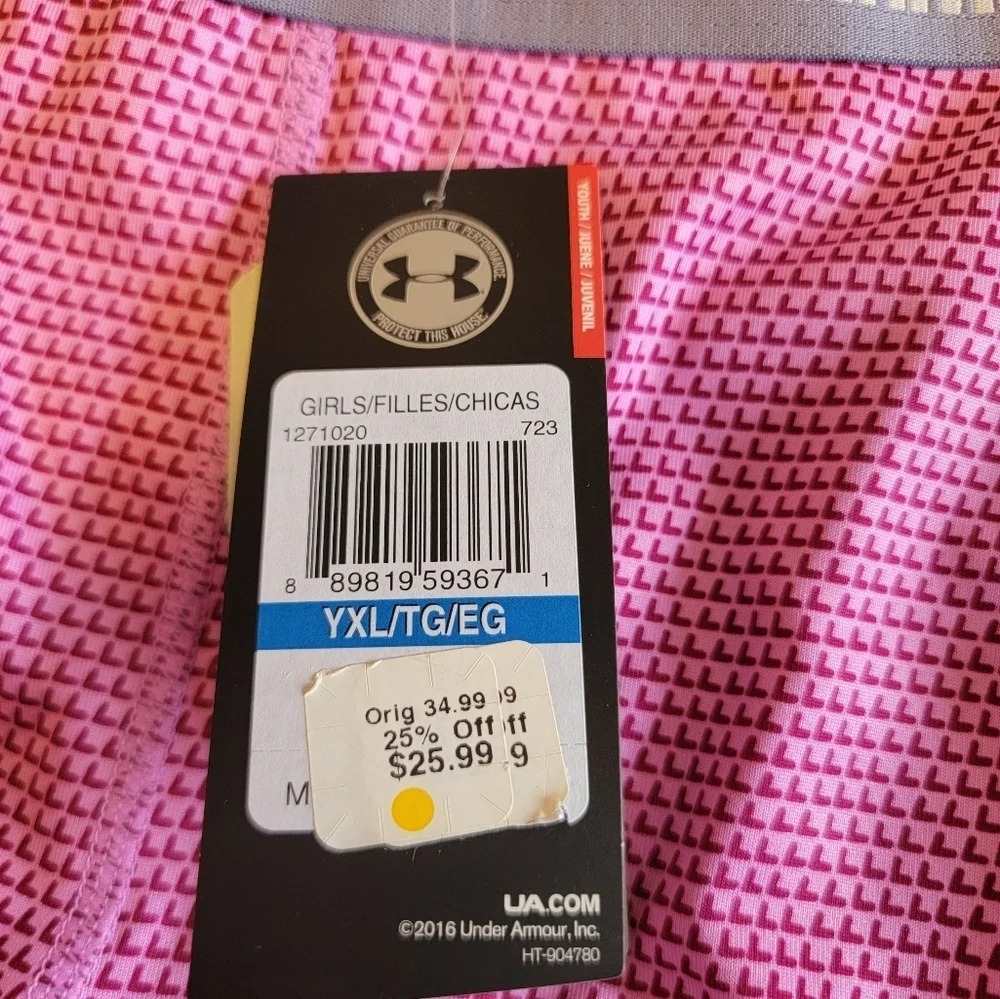 Under Armour Capri Girls YXL Pink Barbiecore Gymnastics Yoga Workout NWT - Picture 5 of 11